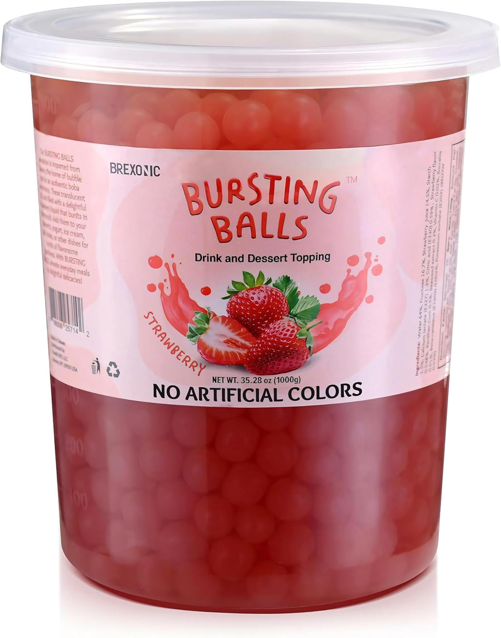 BREXONIC Strawberry Boba Pearls Popping Bursting Boba, Tapioca Pearls For Bubble Tea, No Artificail Colors (2 LB 1 Pack)
