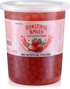BREXONIC Strawberry Boba Pearls Popping Bursting Boba, Tapioca Pearls For Bubble Tea, No Artificail Colors (2 LB 1 Pack)