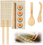 Sushi Making Kit, 6 PCS Beginner Sushi Maker Set, Including 2 White Bamboo Rolling Mats, 2 Pairs Chopsticks, 1 Paddle,1 Spreader, Natural Bamboo Material, Ideal Gift for Kids, Friends, Home Chef