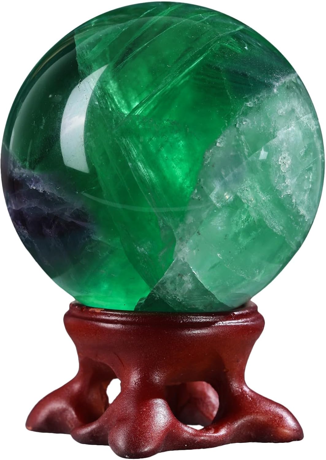 Rockcloud Natural Fluorite Crystal Ball with Resin Stand, Polished Crystal Sphere Decorative Ball Sculpture Figurine for Meditation Fengshui Home Decor, 1.61-1.96 Inches