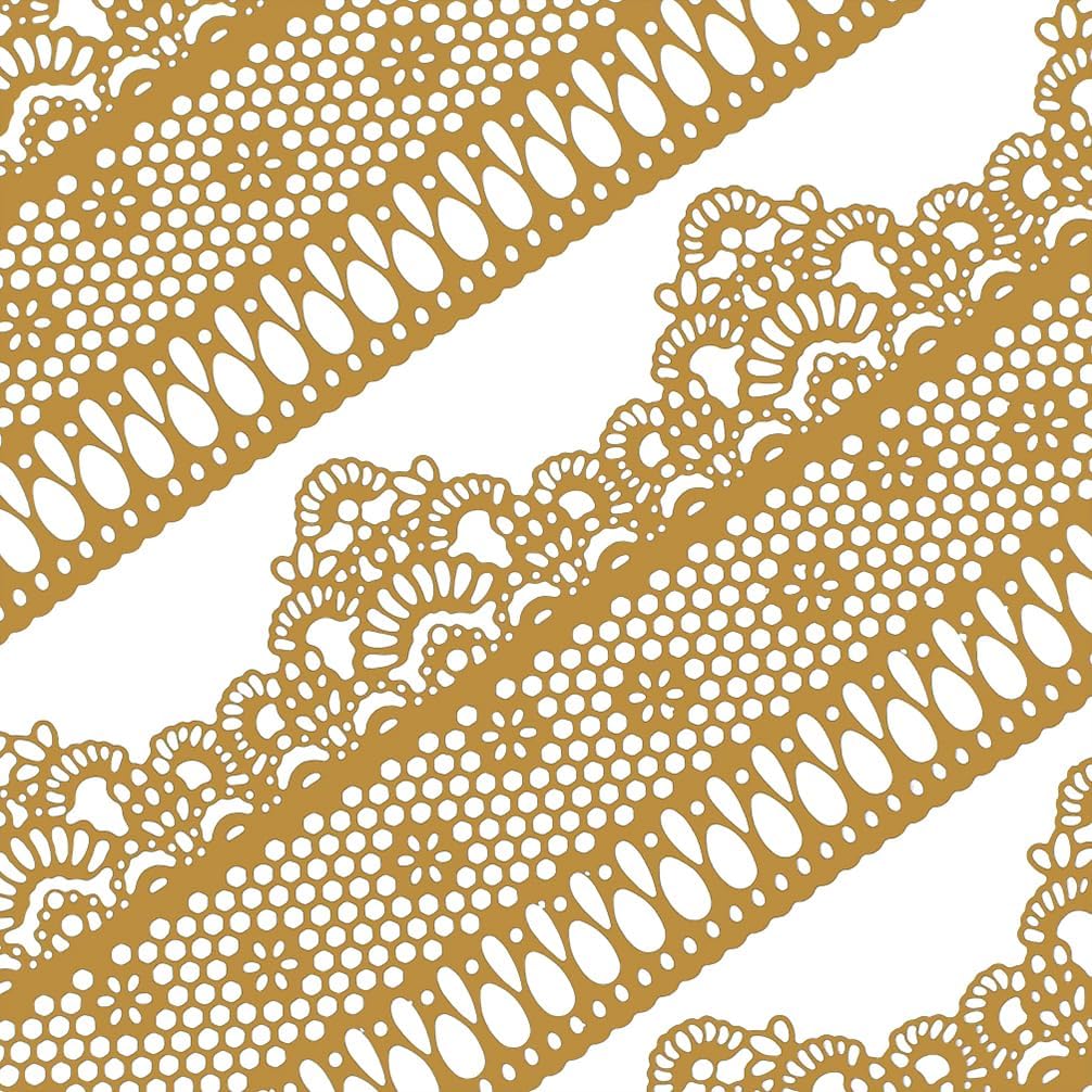 Funshowcase Ready to Use Edible Cake Lace Lattice with Small Daisy Golden 14-inch 5-piece Set