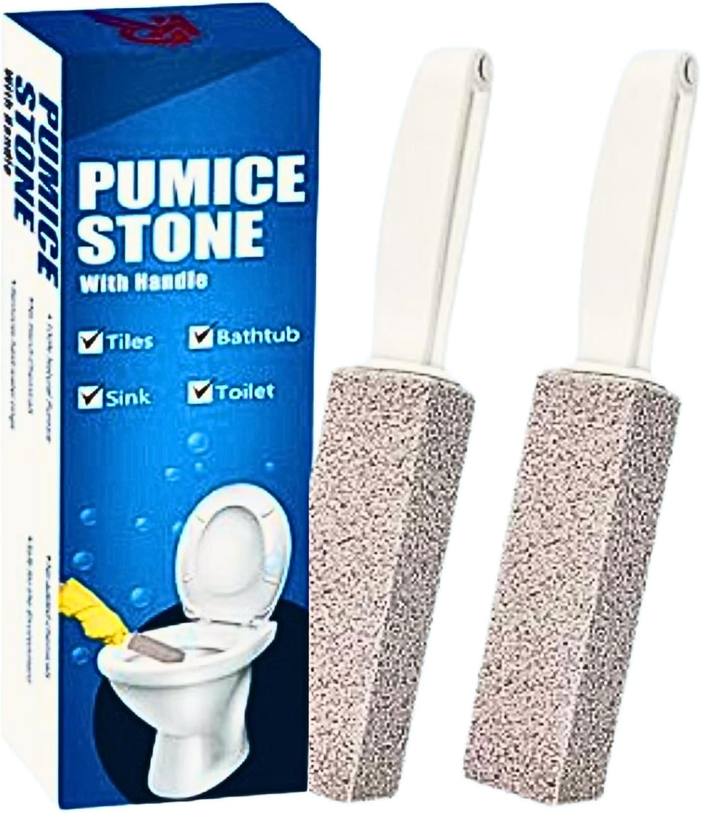 2 Pack Ring King Pumice Stone Toilet Bowl Cleaner with Handle, Hard Water Build up Remover, Removes Stubborn Limescale from Tile, Shower Door and Bathtubs. Best Calcium, Lime, and Rust Remover.
