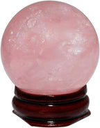 Rockcloud Healing Crystal Natural Pink Rose Quartz Gemstone 2"(50mm) Ball Divination Sphere with Wood Stand