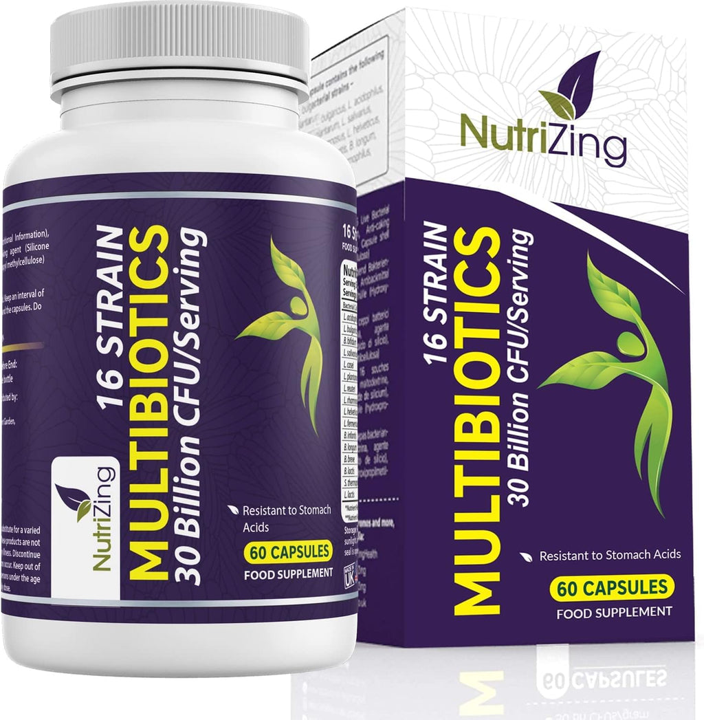 NutriZing Vegan Probiotics for Digestive Health - 30 Billion CFU & 16 strains - Bifidobacterium & Lactobacillus Probiotics for Men & Women - Delayed Release Probiotic Gut Health Supplement
