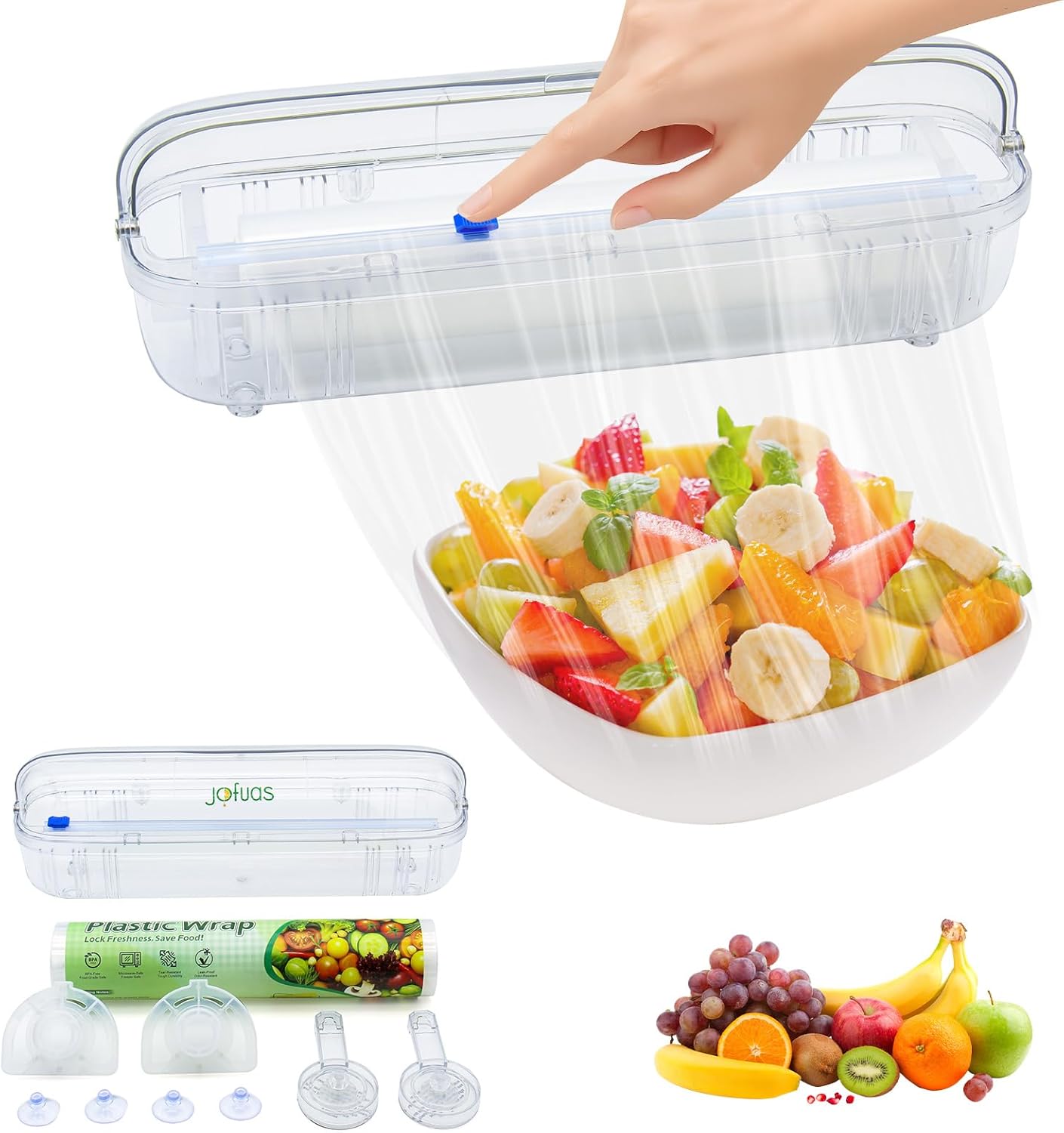 Plastic Wrap with Slide Cutter - Food Cling Wrap Reusable Cling Film Dispenser Fits 12" Rolls BPA-Free Cuts for Aluminum Foil, Tin Foil, Baking Paper
