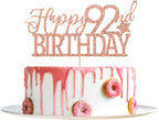 Rose Gold Glitter Happy 92nd Birthday Cake Topper - Hello 92 - Cheers to 92 Years Party Decoration