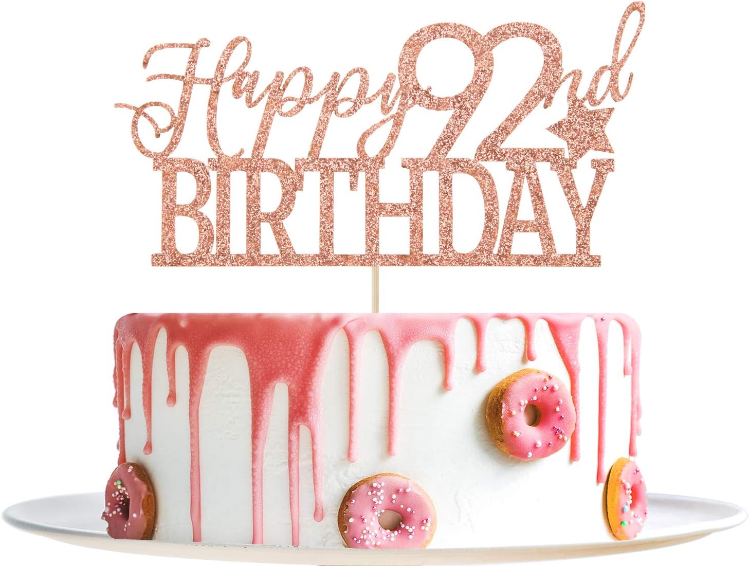 Rose Gold Glitter Happy 92nd Birthday Cake Topper - Hello 92 - Cheers to 92 Years Party Decoration