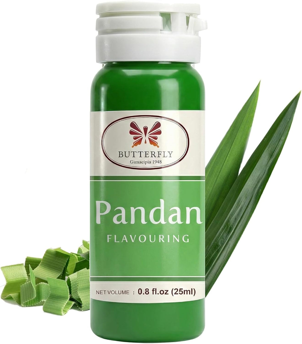 Butterfly Pandan Flavoring Extract 0.8 Oz (25 ml) — Paste-Strength Pandan Extract for Baking, Drinks, Waffle Mix, Buko Desserts, Syrup & Lattes