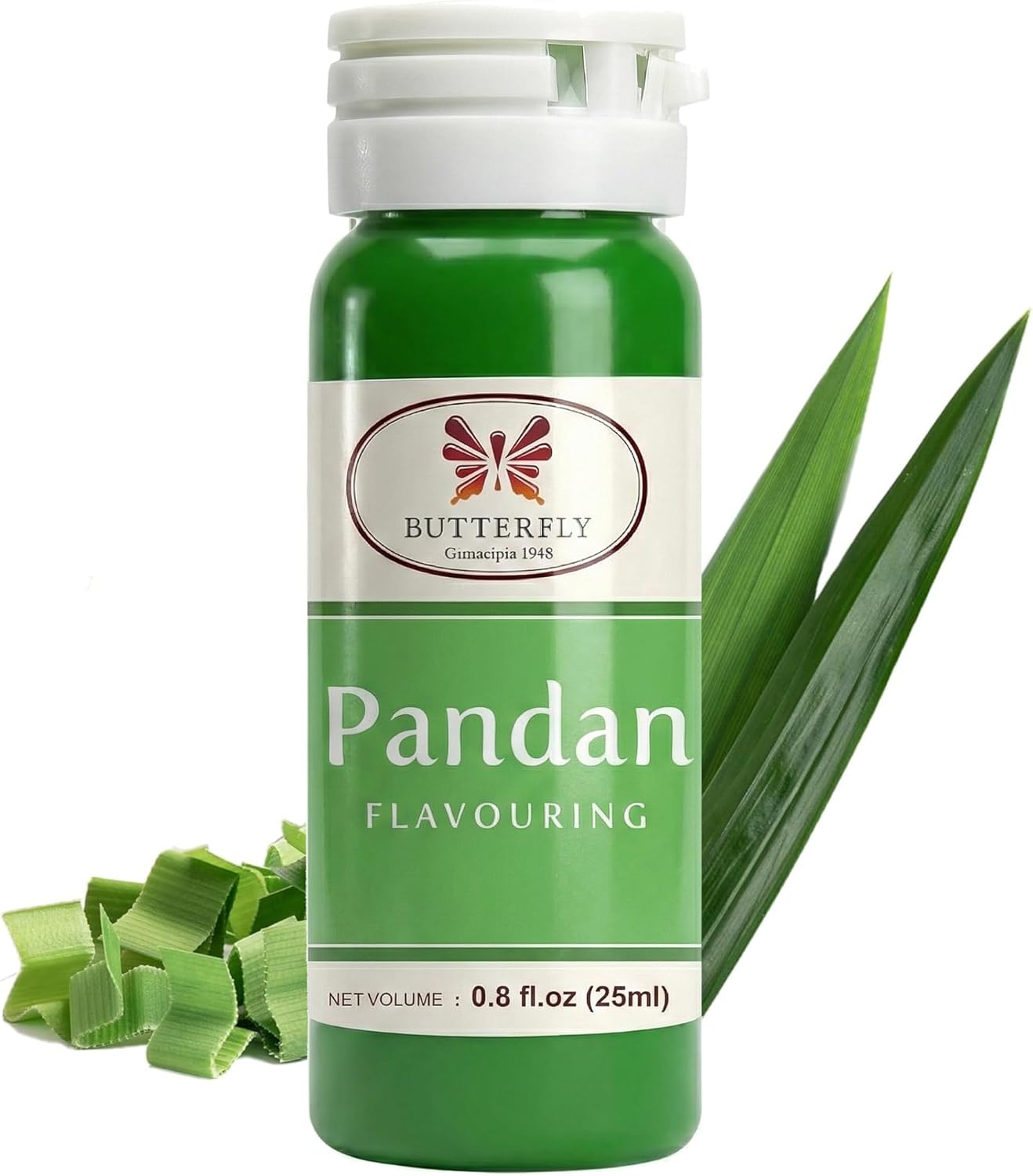 Butterfly Pandan Flavoring Extract 0.8 Oz (25 ml) — Paste-Strength Pandan Extract for Baking, Drinks, Waffle Mix, Buko Desserts, Syrup & Lattes
