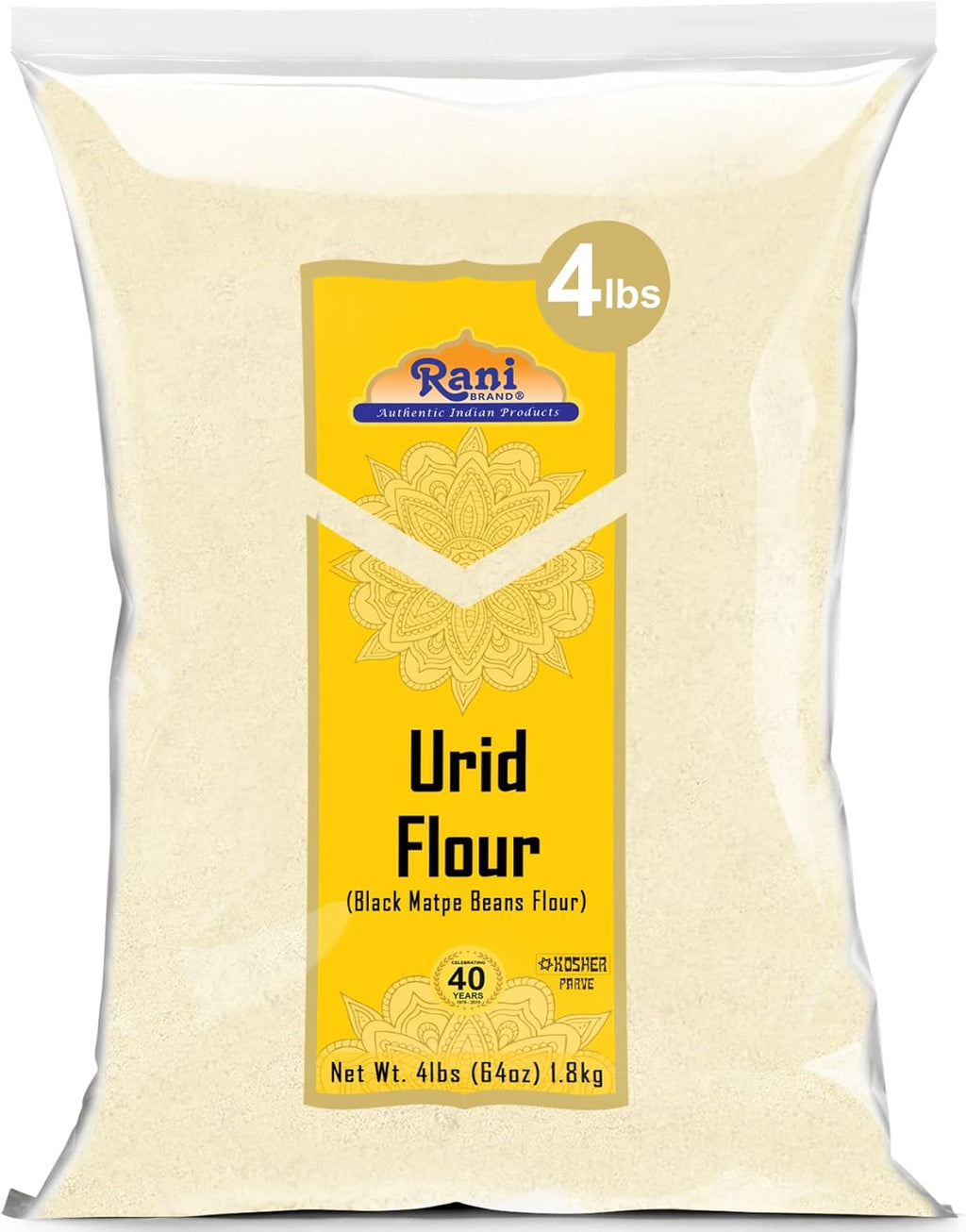Rani Urid/Urad Flour (Black Matpe Beans Flour) 64oz (4lbs) 1.81kg Bulk ~ All Natural | Vegan | Gluten Friendly | NON-GMO | Kosher | Indian Origin