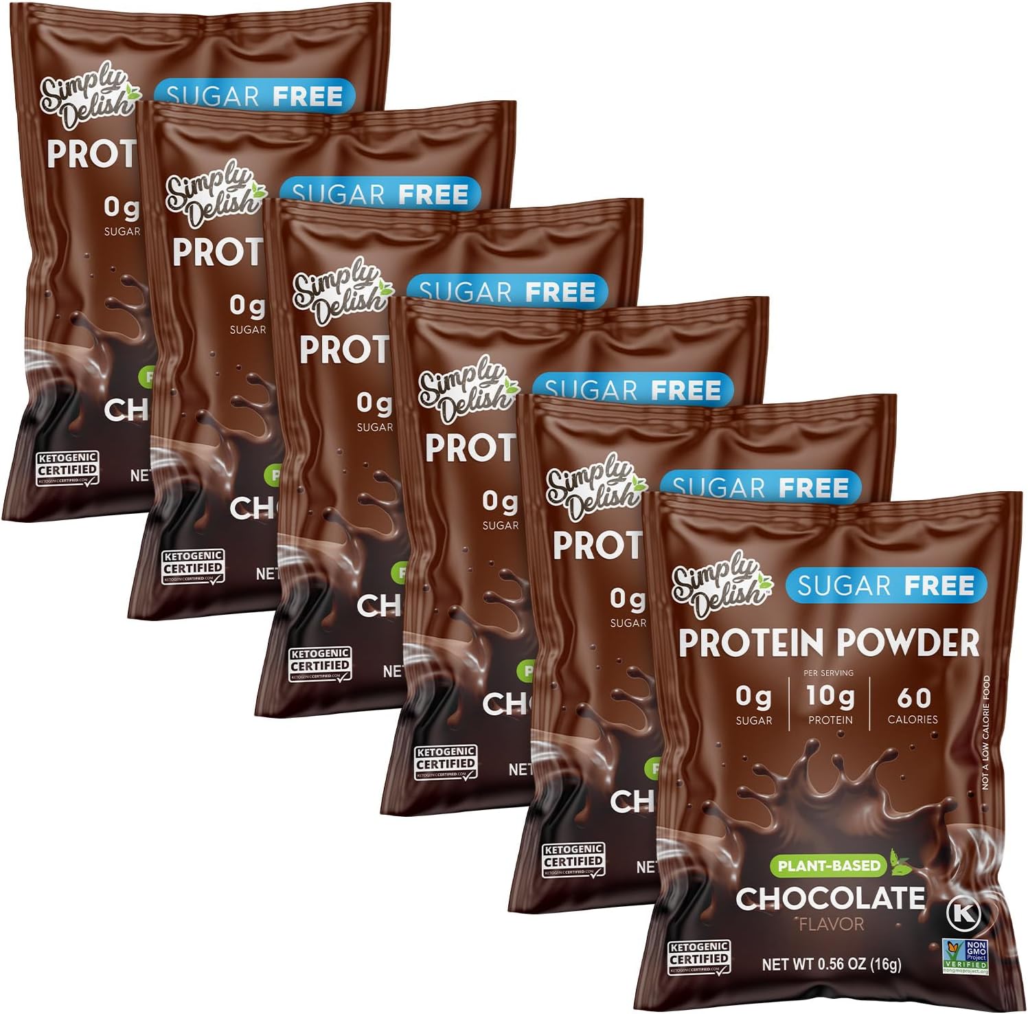 Simply Desserts Chocolate Protein Powder, Sugar-Free, 6-Pack – Plant-Based Nutritional Boost for Vegan Puddings, Baked Goods, Shakes & Snacks, Keto & Kosher, 0.56 Oz Ea