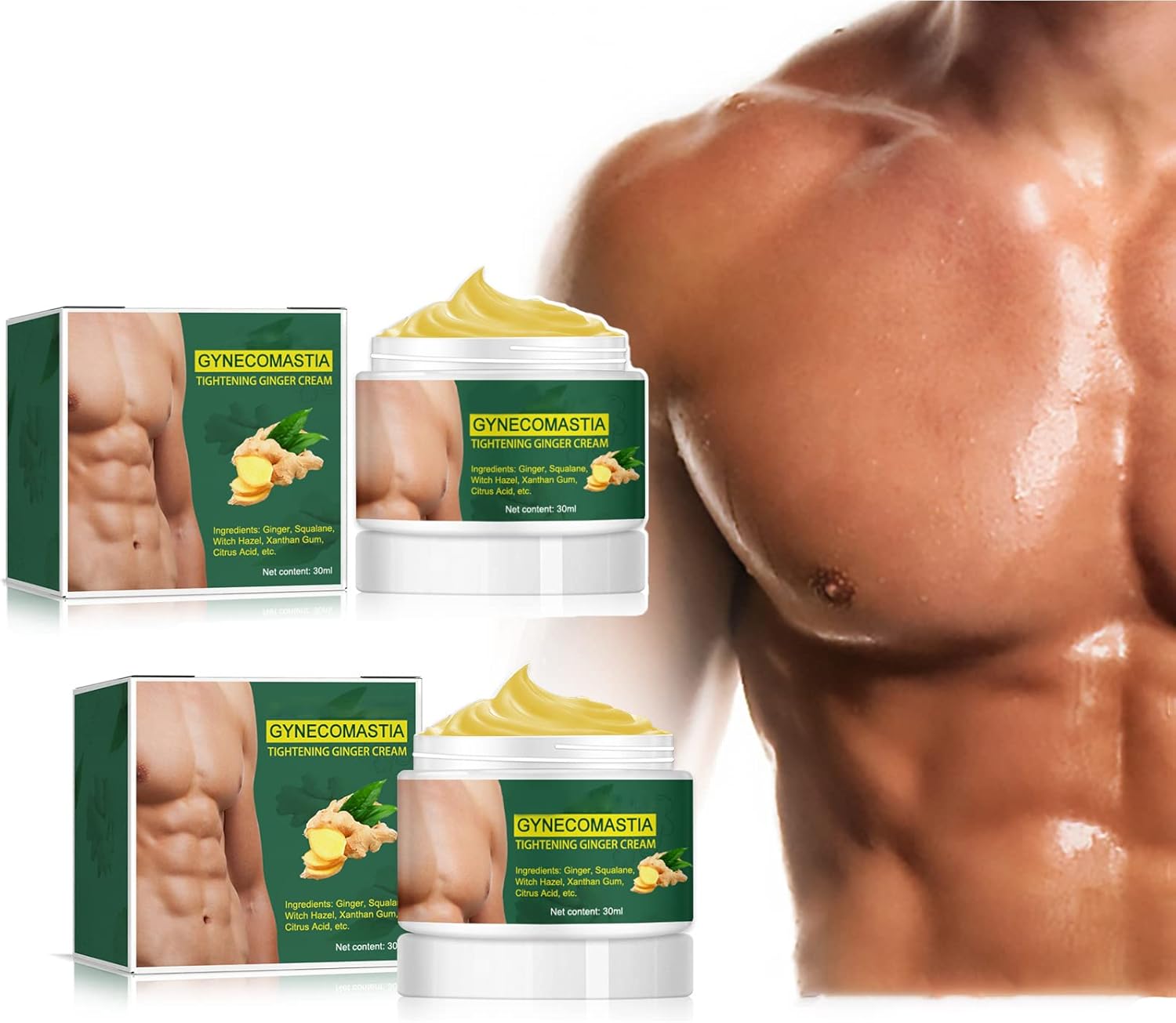 SoliPac Gynecomastia Tightening Ginger Cream, Ginger Cream for Adults, Skin Tightening Cream, Tummy Tightening Cream (2Pcs)