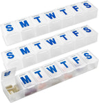 Weekly Pill Organizer - 7-Day Pill Planner Extra Large Pill Planner and Daily Pill Organizer and Medicine Reminder, Monday to Sunday Compartments - BPA Free - Travel Pill Box Case (Pack of 3)