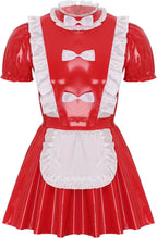 YiZYiF Mens Sissy Wet Look Lace French Maid Bodysuit Roleplay Cosplay Lingerie Costumes Leotard