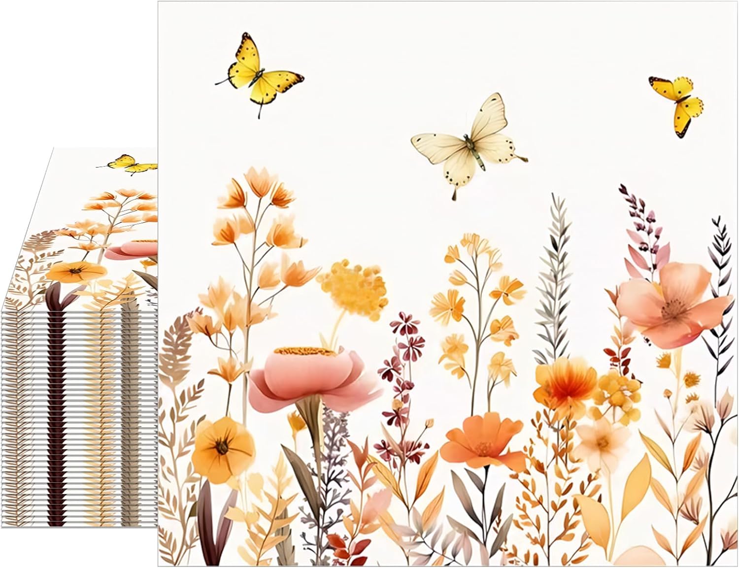 40Pcs Floral Paper Napkins Disposable, Decoupage Flower Luncheon Napkins Decorative for Baby Shower Wedding Anniversary Birthday Fall Party 6.5 x 6.5 Inches