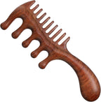 Sibba Dual Wooden Wide Tooth Comb, Natural Sandalwood Double-Head Scalp Massage Comb, Hair Growth Combs Scalp Massager for Hair Care Relaxation