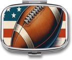 Patriotic Rugby Pill Box Portable Medicine Box Container Moisture Proof Case with 2 Compartment