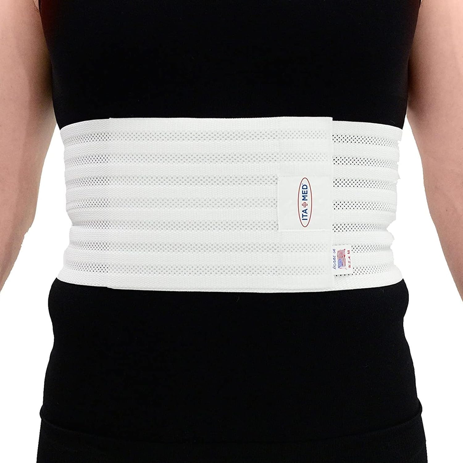 ITA-MED Breathable Elastic Rib Brace for Men, Ideal Compression Support Wrap/Belt for Broken, Cracked, Dislocated & Fractured Ribs, Made In USA (White, Medium)