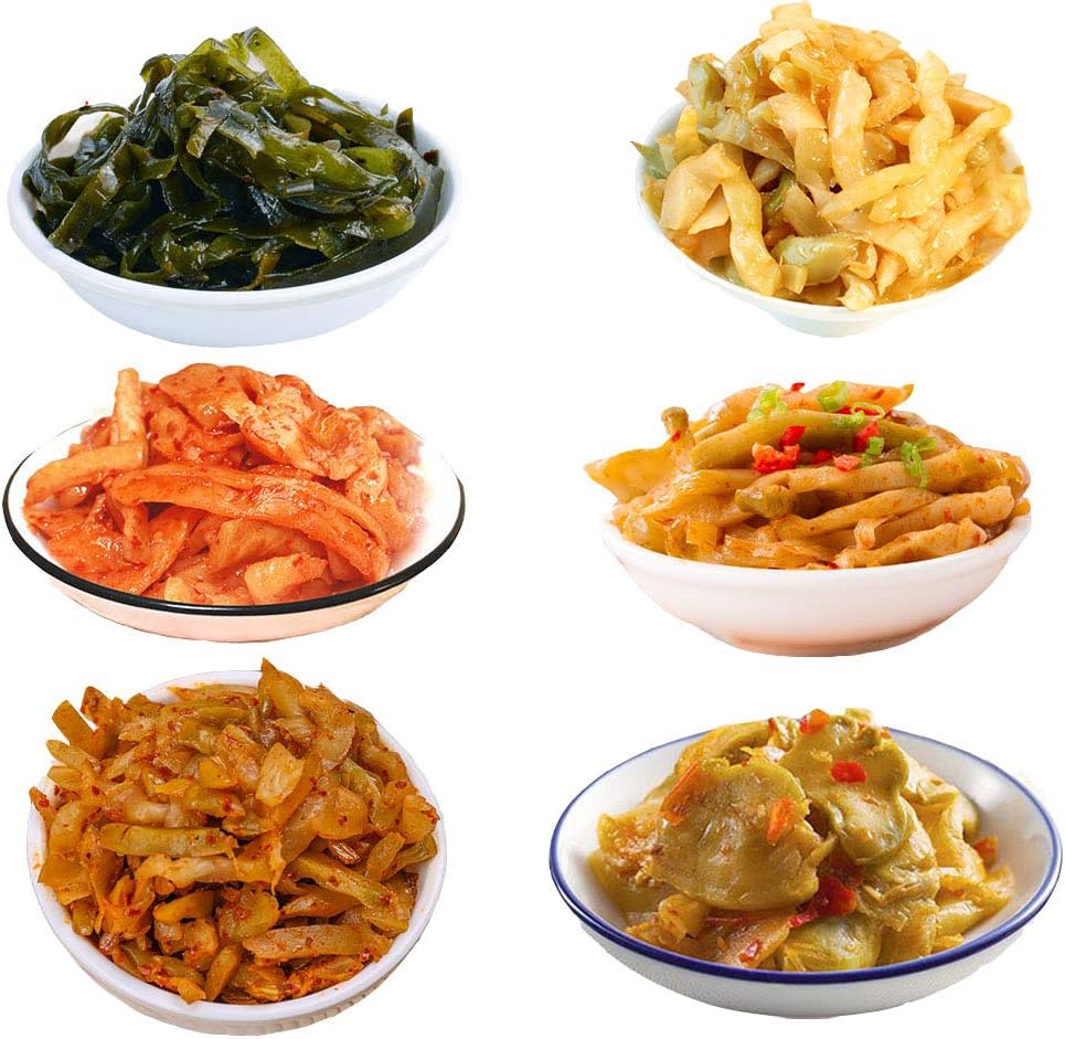 HELENOU666 Pickled Vegetables Preserved Kelp Dried Seaweed Spicy Radish Zhacai 6-Flavor Assortment 6味组合榨菜海带丝麻辣萝卜干