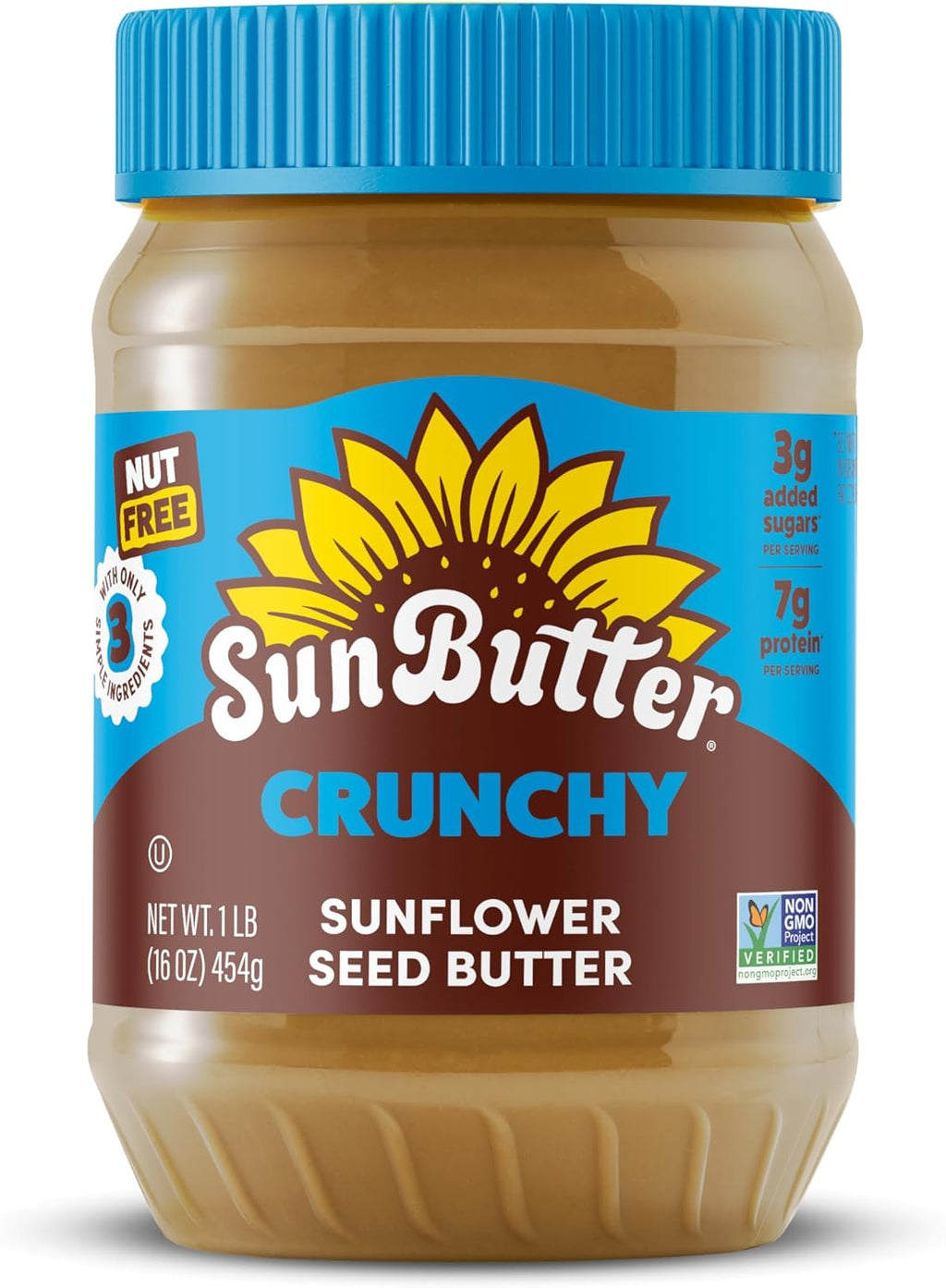SunButter Crunch Sunflower Seed Butter, 16 oz Nut-Free Spread with 7g Plant-Based Protein, Roasted Rich & Savory Flavor, Smooth Texture | Vegan, Kosher & Non-GMO