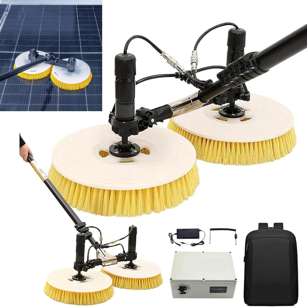 Handheld Power Photovoltiax Cleaning,Electric Photovoltaic Panel Cleaning Machine,Solar Panel Water Spray Cleaner Brush,Brush Telescopic Pole Rotating Nylon Brush,Gpbb7.5M