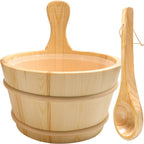 Sauna Bucket and Ladle, Wooden Sauna Bucket Sauna Accessories for Men Women, Sauna Wood Bucket Set Cedar Made of Premium Finland Pinewood