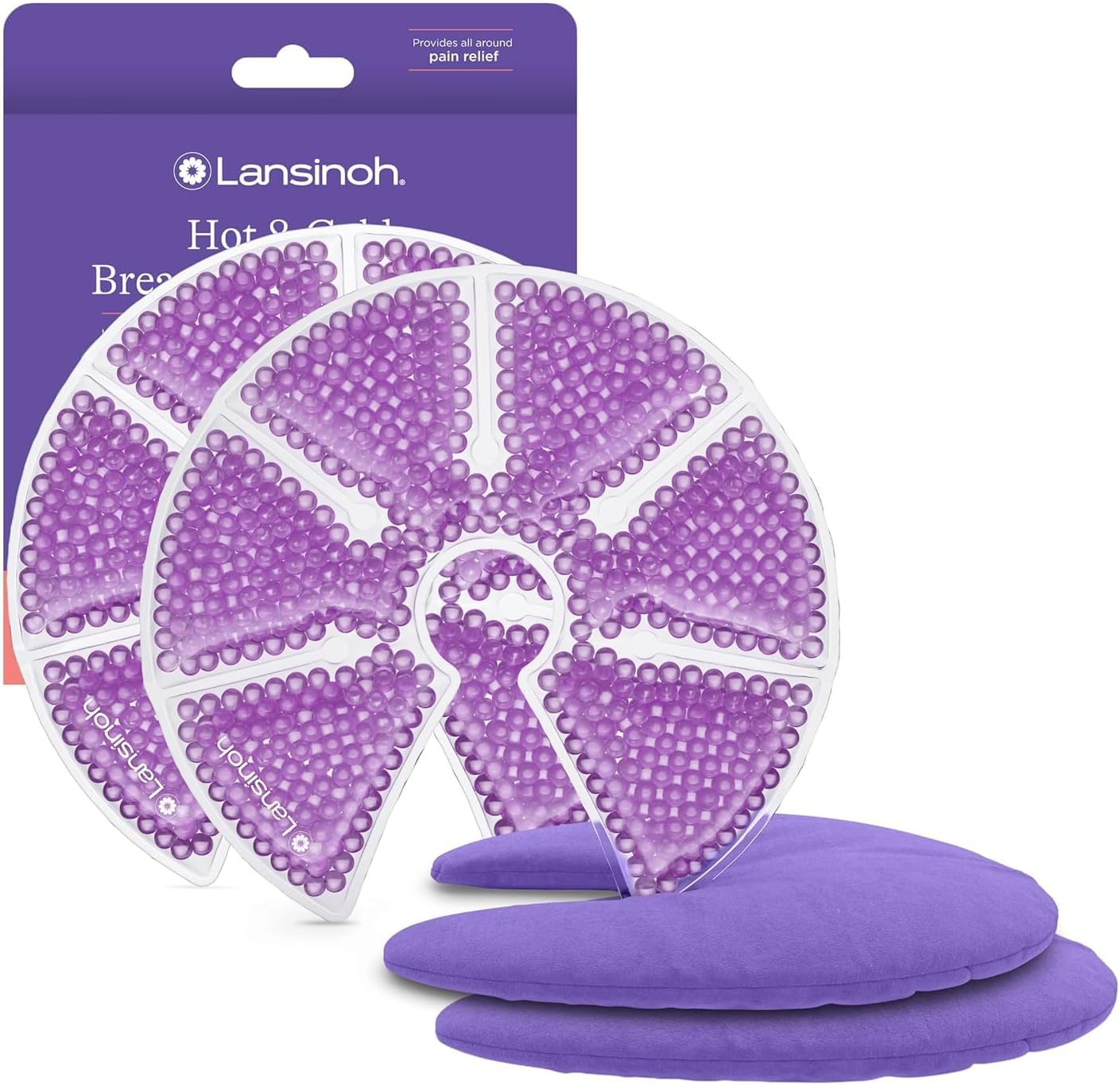 Lansinoh Breast Therapy Packs, Hot and Cold Breast-Pads with 2 Soft Covers, Postpartum Essentials for Nipple Pain Relief, Mastitis, Engorgement, Support for Breastfeeding and Pump Aid, 2 Pack