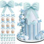 36 PCS Oversized Blue Bow Cake Toppers EVA Foam Bowknot Cakes Decorations Wedding Cake Topper for Birthday Baby Shower
