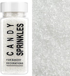 White Sanding Sugar Sprinkles, 4.6 oz Edible Sparkling Sugar Crystals for Baking Topping, Cupcakes, Cookies, Ice Cream & Cake Decorating, Wedding Party Valentines Christmas Supplies