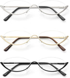JM Semi-Rimless Blue Light Reading Glasses for Men Women, Lightweight Metal Readers, Anti Glare Computer Eyeglasses