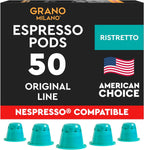 Grano Milano Ristretto - 50 Espresso Pods Compatible with Nespresso Original line, Medium Roast - Intensity 10/12, Espresso Coffee Capsules Made in Italy
