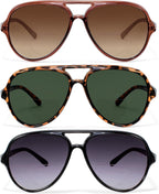 EYEGUARD 3 Pack Retro Aviator Bifocal Reading Sunglasses for Women Men UV400 Protection Classic Square Sun Readers