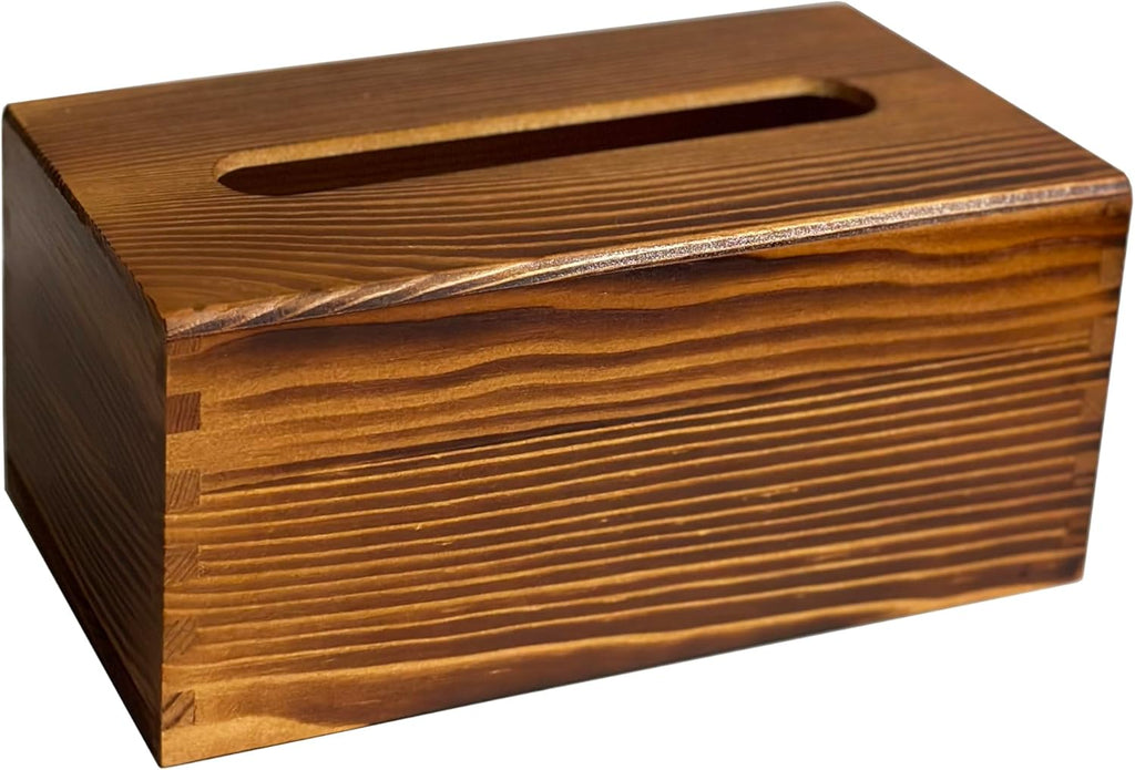 Rustic Wooden Tissue Box Cover Kleenexes Box Holder Rectangular Tissue Box Napkin Dispenser for Bathroom Office Living Room Dinner Table (Coffee)