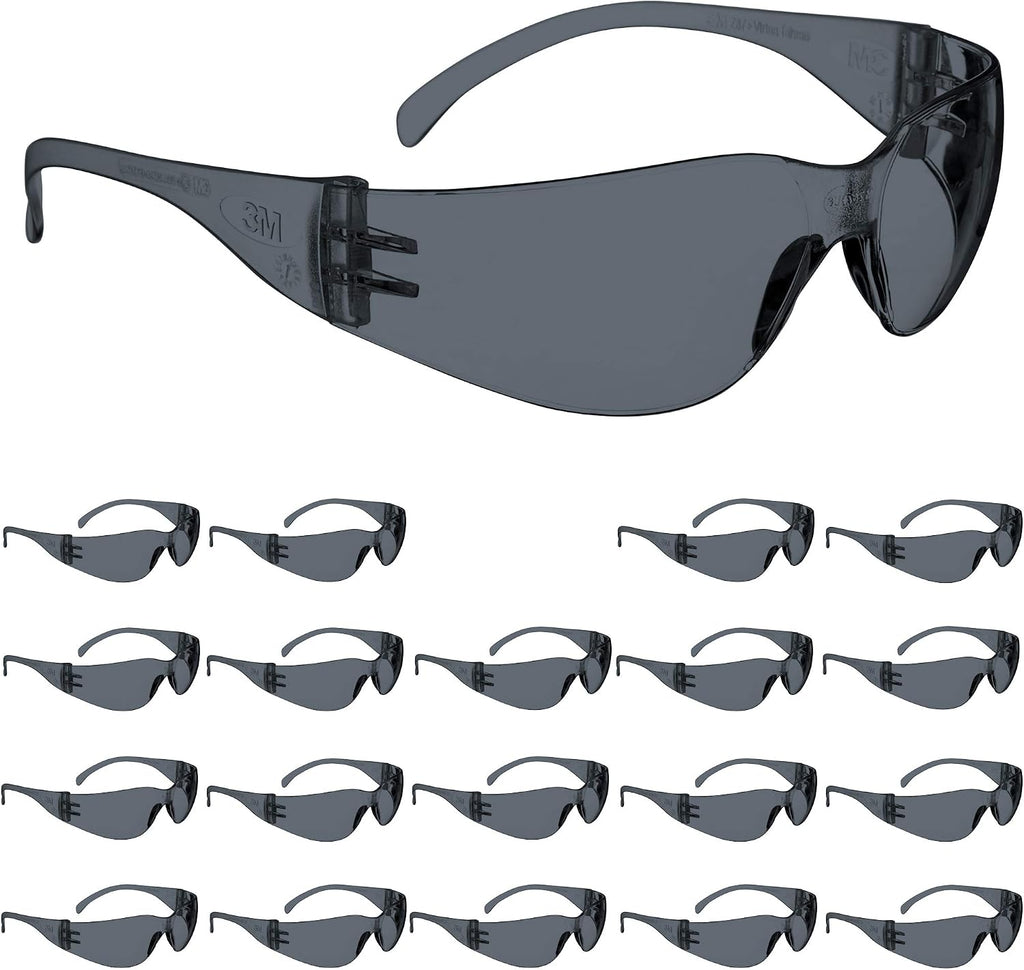 3M Safety Glasses, Virtua, 20 Pack, ANSI Z87, Unisex, Anti-Fog Gray Lens, Gray Frame, Economical Eye Protection, Lightweight, Wraparound Coverage, UVA, UVB, UVC