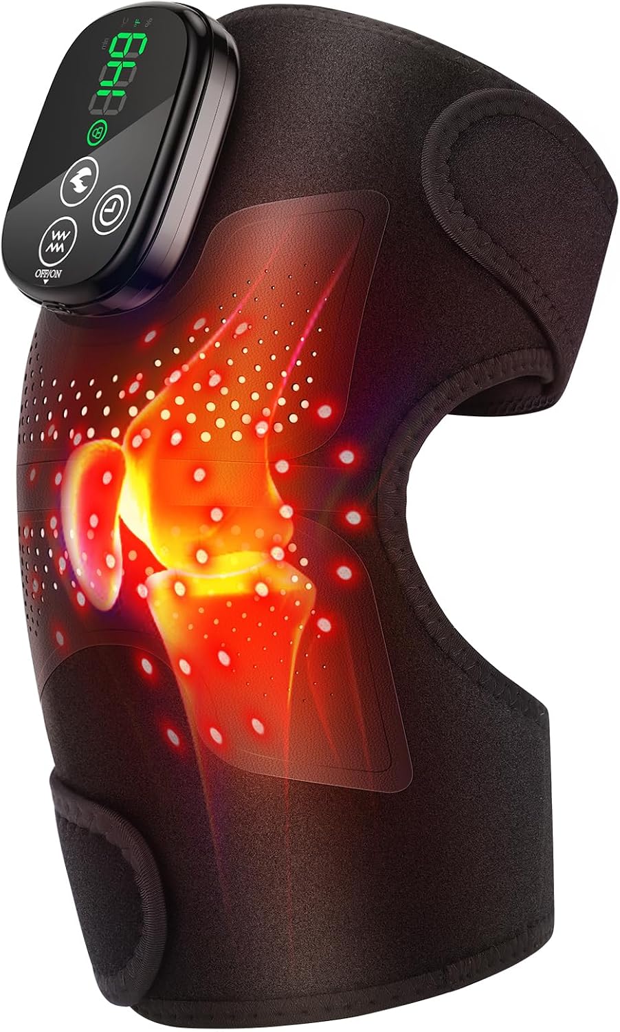 Knee Massager, Cordless Heated Knee Brace Wrap, Rechargeable Knee Massager for Knee Shoulder Elbow Pain Relief, Heating Knee Brace Support for Arthritis/Joint Stiff/Muscle Strain
