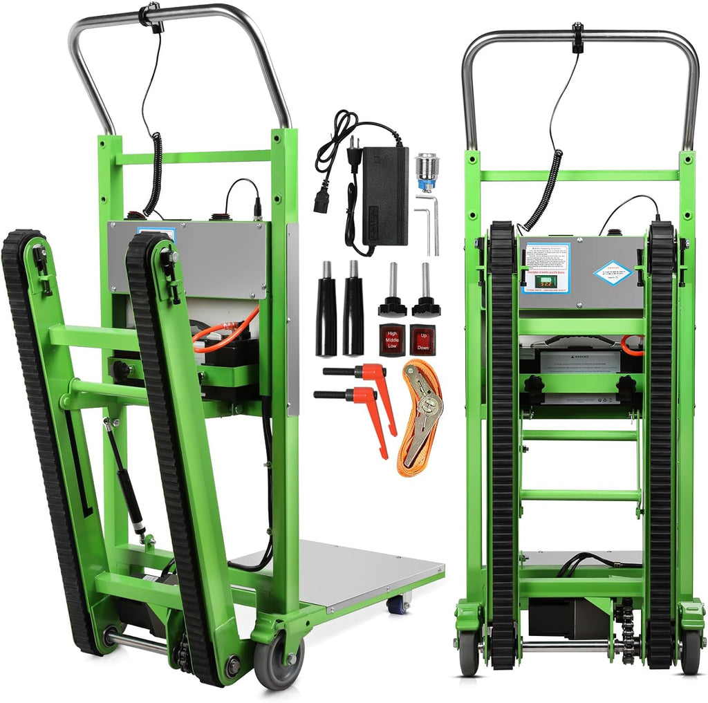 Electric Stair Climbing Dolly, 1250W Electric Stair Climbing Hand Truck, 900lbs Max Load Capacity, 3 Mode Folding Stair Climber Hand Trucks with Telescopic Handle for Moving Furniture (Green+Black)