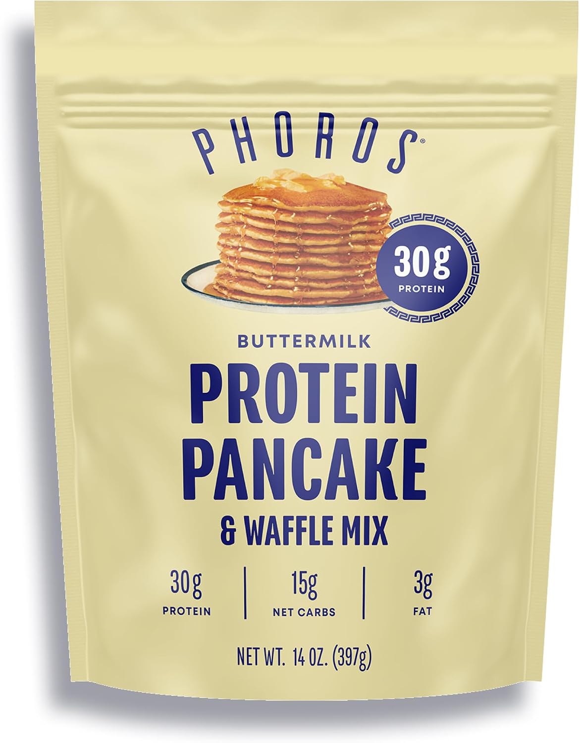Protein Pancake Mix & Protein Waffle Mix by Phoros Nutrition, 30g of Protein, Low Carb, High Protein, Keto-Friendly, Whey Protein, Whole Grain Oats, Whole Wheat Pancakes, Just Add Water (Buttermilk)