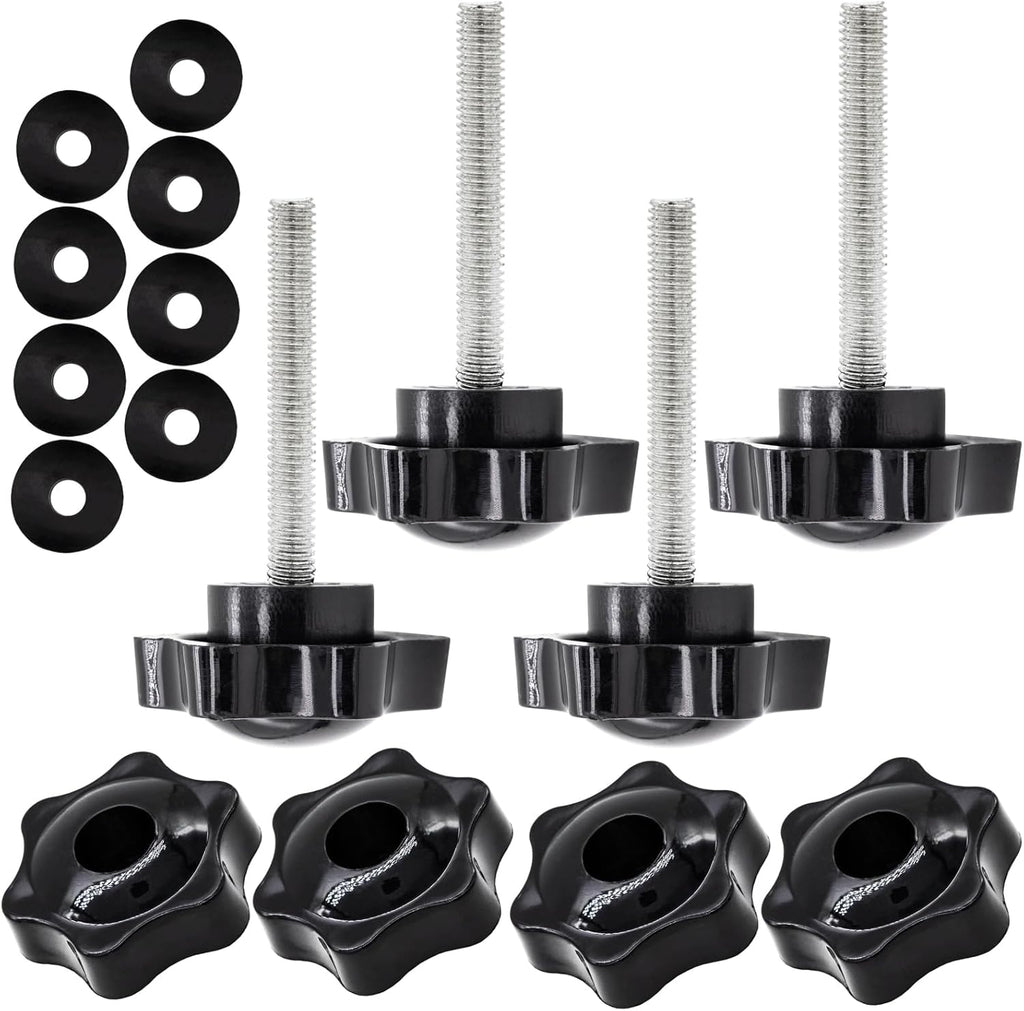 4 Set Replacement Arm Adjustment Knobs Rollator Walker Replacement Knobs Adjustment Bolts Drive Walker Replacement Parts, M6 Track Bolt Set T Track Bolts for Vive Mobility (Black)