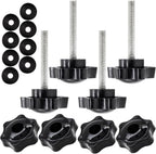 4 Set Replacement Arm Adjustment Knobs Rollator Walker Replacement Knobs Adjustment Bolts Drive Walker Replacement Parts, M6 Track Bolt Set T Track Bolts for Vive Mobility (Black)