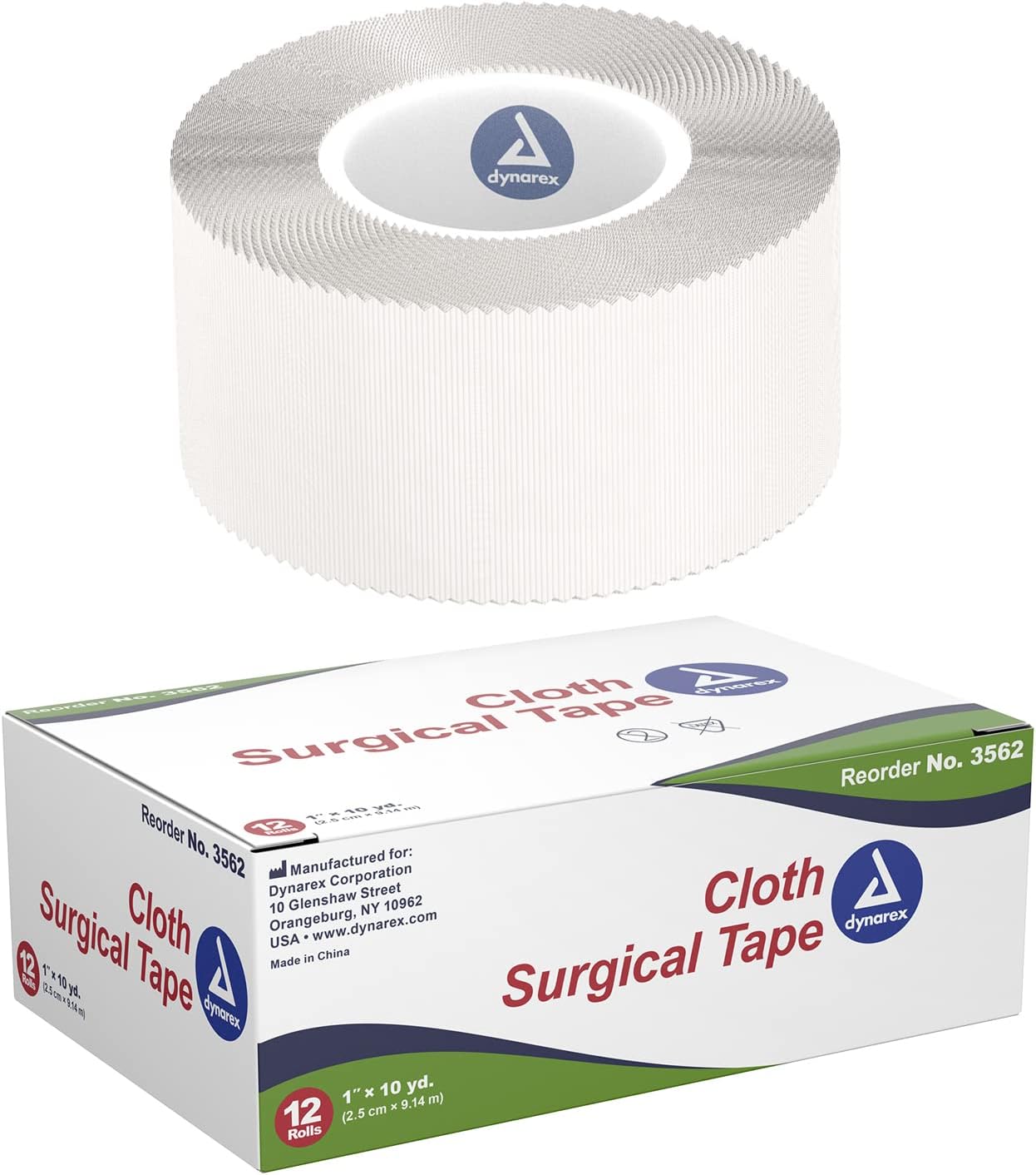 Dynarex Corporation 3562-12 Cloth Surgical Adhesive Tape 1'' x 10 yds. 12-Pack