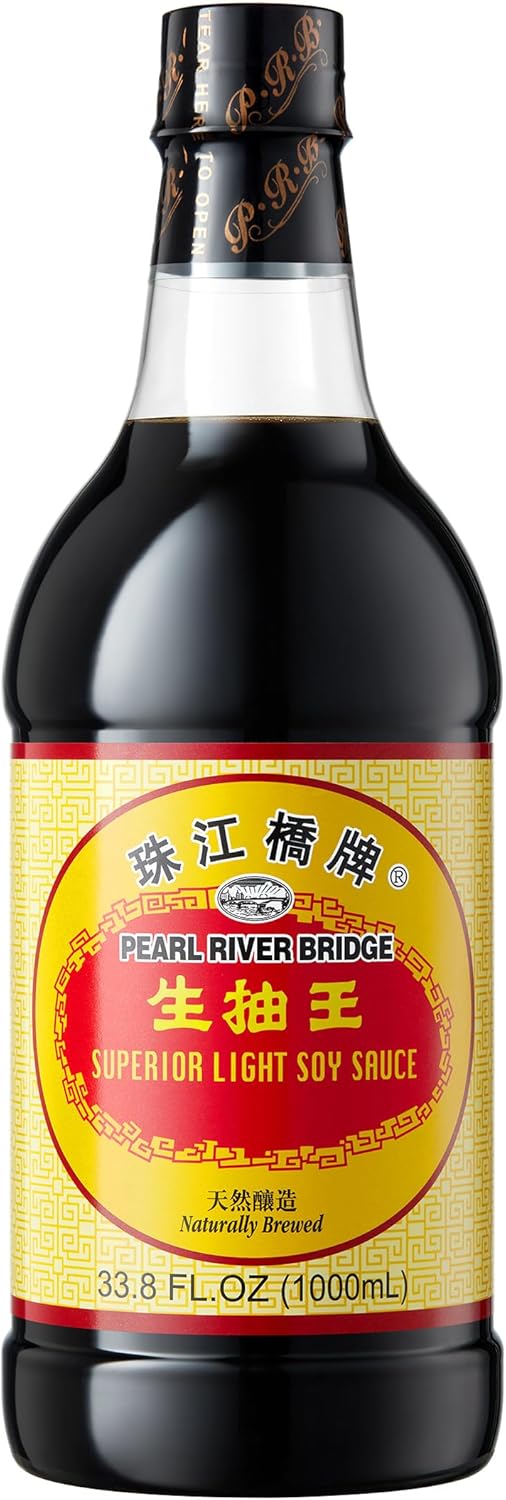 Pearl River Bridge Light Soy Sauce, Chinese Soy Sauce for All Purpose Seasoning, Flavoring, Perfect Condiment for Chinese Cuisine, Sushi, Korean Dishes, and Asian Stir Fry, Superior, 33.8 fl. Oz，Plastic Bottles