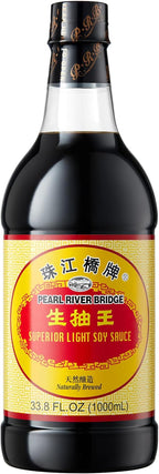 Pearl River Bridge Light Soy Sauce, Chinese Soy Sauce for All Purpose Seasoning, Flavoring, Perfect Condiment for Chinese Cuisine, Sushi, Korean Dishes, and Asian Stir Fry, Superior, 33.8 fl. Oz，Plastic Bottles