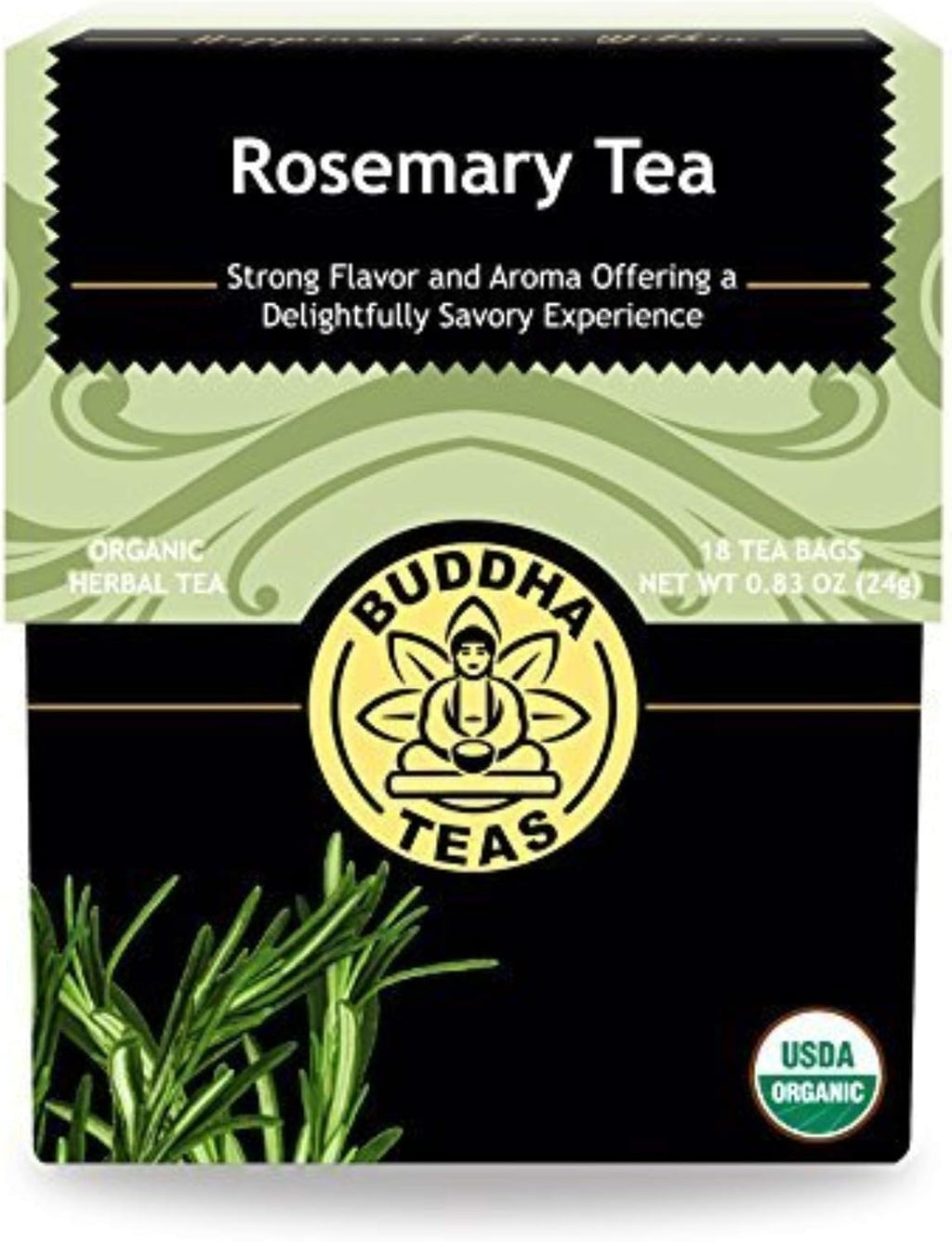 Buddha Teas - Organic Rosemary Tea - Herbal Tea - Stimulating & System Regulating - With Antioxidants & Minerals - Clean Ingredients - Caffeine Free - OU Kosher - 18 Tea Bags (Pack of 1)