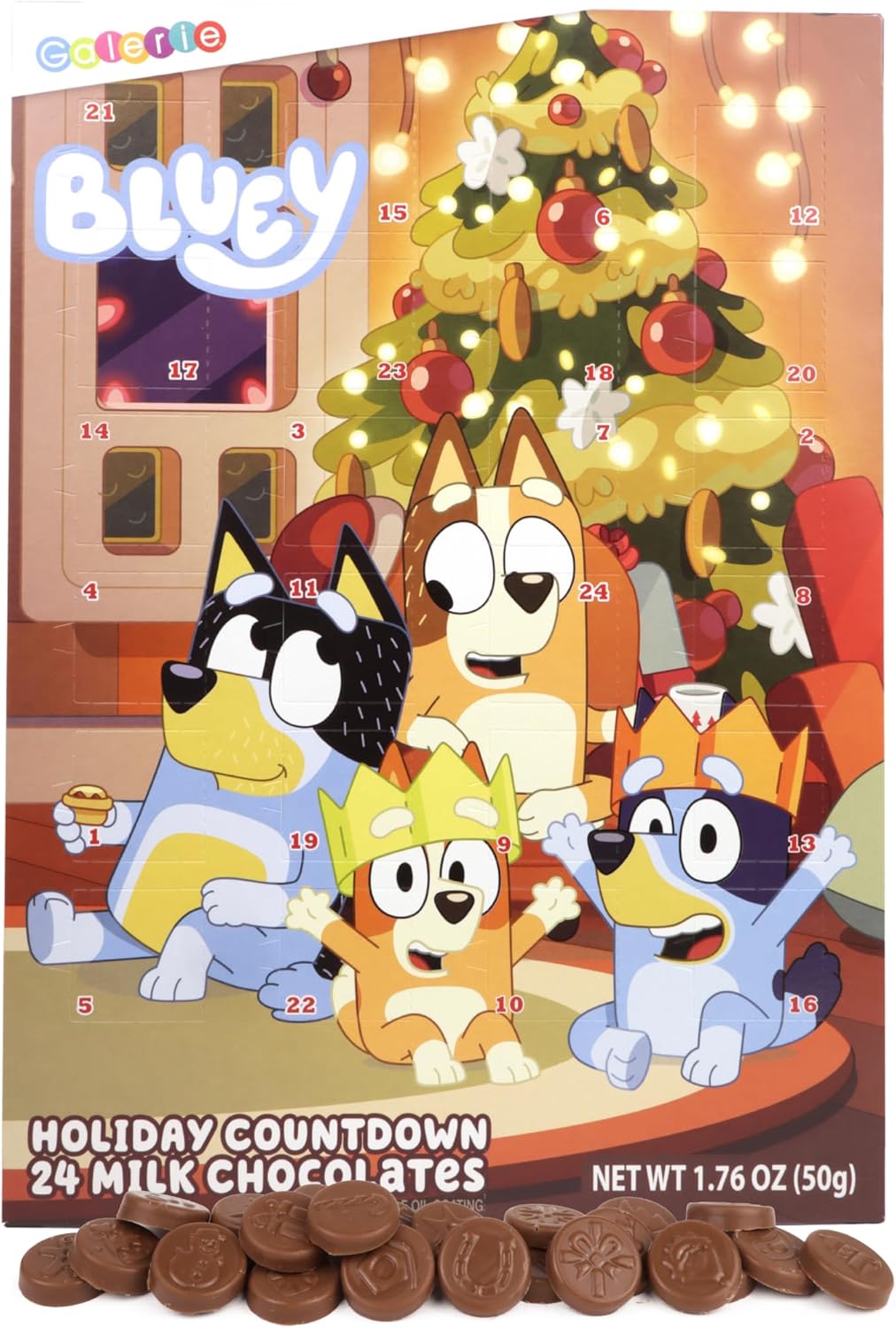 Galerie Bluey Advent Calendar, Countdown To Christmas 2025, 24 Days with Chocolate, 1.76 Ounces