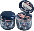 Retainer case, Denture Bath Cup，Retainer Cleaner Case Box,Night Mouth Guard Case Holder,Storage Soak Container with Drain Tray for Travel Cleaning with Mirror and Brush