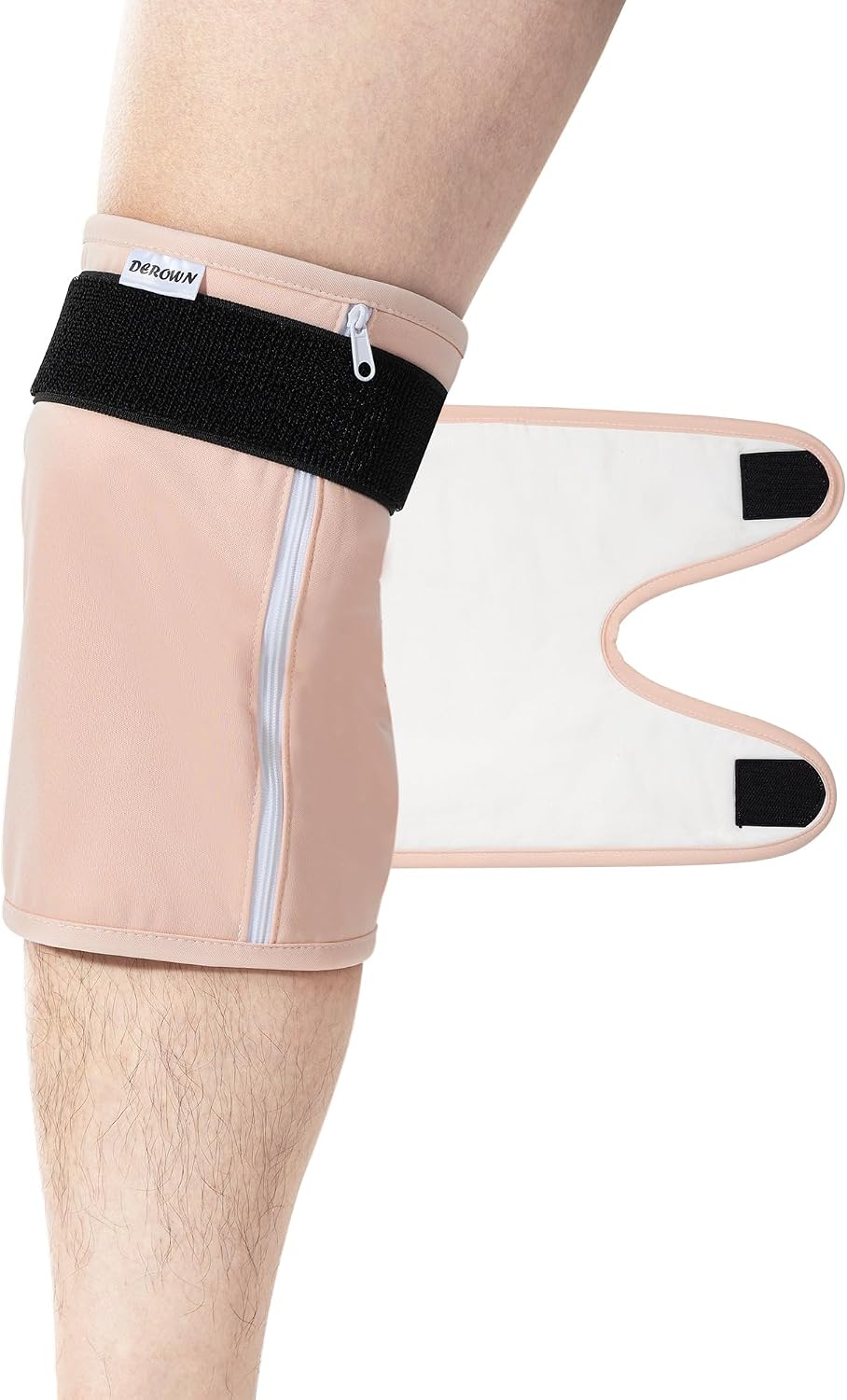 DEROWN Castor Oil Packs Wrap for Knee Joint, Less Mess Made of Organic Cotton Flannel & Waterproof PUL, Reusable Massage Castor Oil Pack Kit with Anti Oil Leak Design (Oil Not Included)