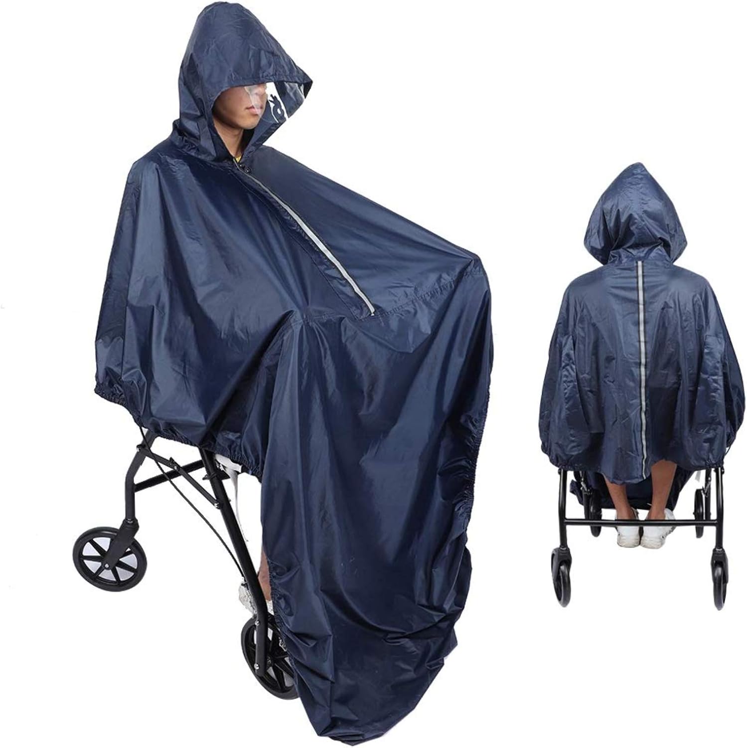 Canyita Wheelchair Poncho, Ultralight Waterproof Wheelchair Rain Cover Raincoat with Hood Wheelchair Rain Poncho for The Elderly Waterproof Raincoat with PVC Layer