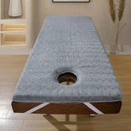 Massage Table Topper Memory Foam Spa Bed Mattress Pad with Face Hole Professional Lash Bed Topper for Eyelash Extension Table Cushion Non-Slip Salon Bed Pad(Gray,73x28x 2.4 in)