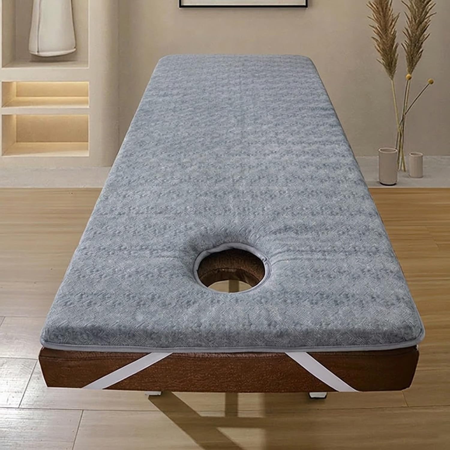 Massage Table Topper Memory Foam Spa Bed Mattress Pad with Face Hole Professional Lash Bed Topper for Eyelash Extension Table Cushion Non-Slip Salon Bed Pad(Gray,73x28x 2.4 in)