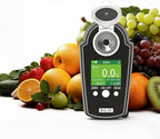 LCD Digital Brix Refractometer Detector, Fruit Sugar Concentration Meter Tester, Range 0-35%/0-55%/0-95%, ATC 10-40℃, Precision ±0.2%, for Fruits/Drinks/Candy